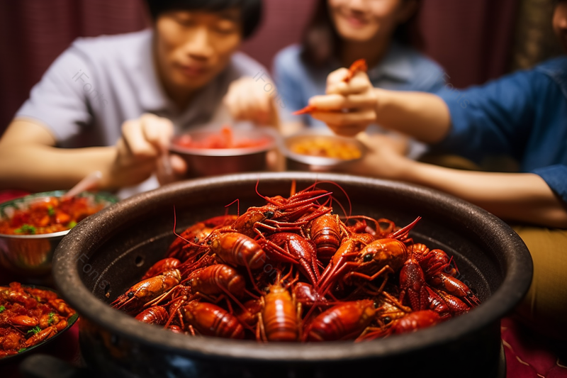 青年好友夜宵聚会吃麻辣小龙虾,高清,摄影图,摄影图片,图片大全,摄影图免费下载